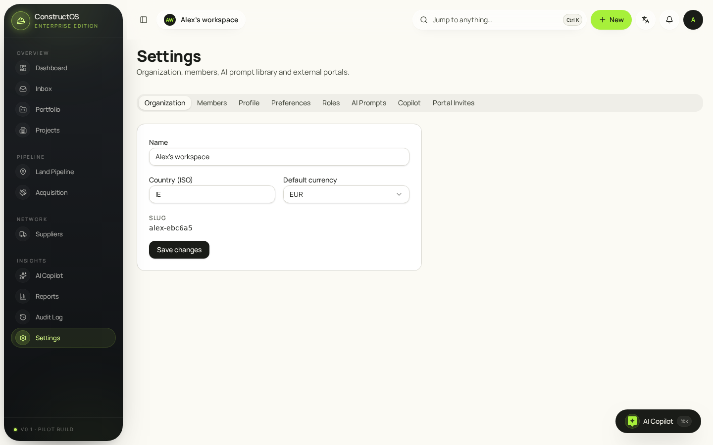 Construct OS — Workspace
